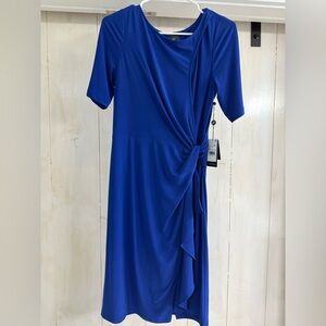 NWT Adrianna Papell Jersey Draped Midi Dress- Cyprus Blue- 8